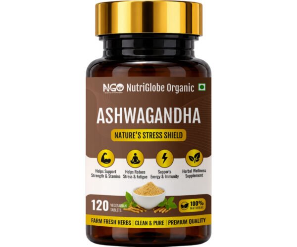 NutriGlobe Organic - Ashwagandha 120 Tablets - Image 01