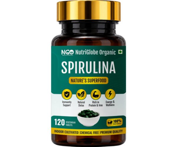 NutriGlobe Organic - Spirulina 120 Tablets Sticker - Image 01